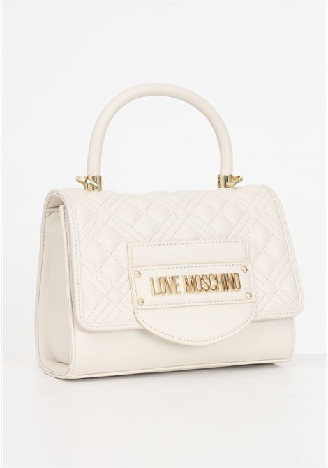 QUILTED beige women's bag by hand with golden metal lettering LOVE MOSCHINO | JC4055PP1ILA0110